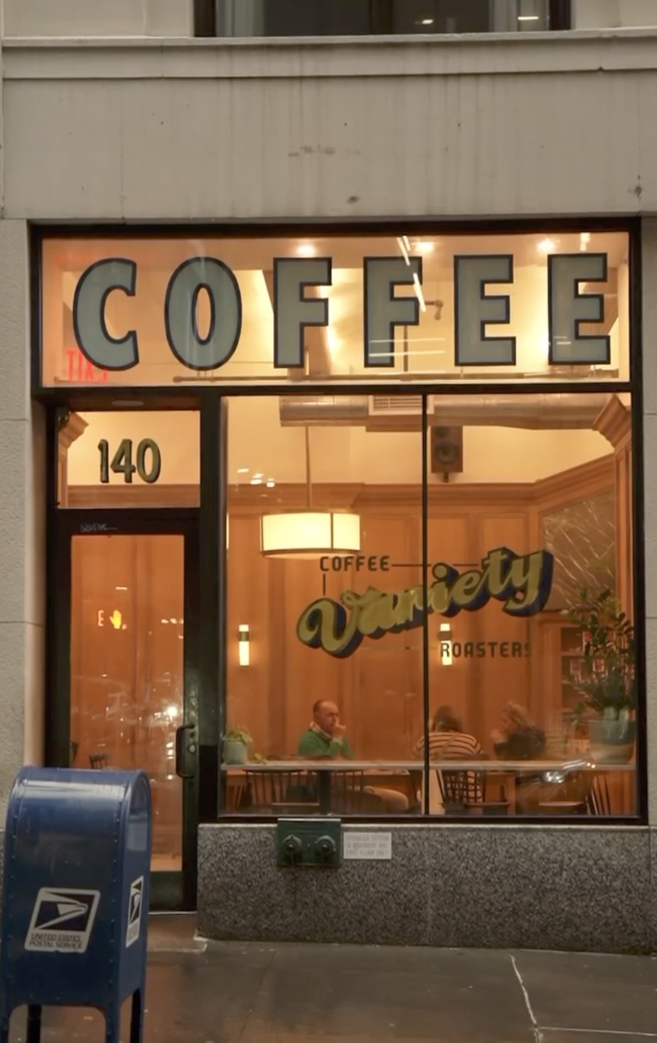 The Variety Coffee Roasters storefront sign above the entrance